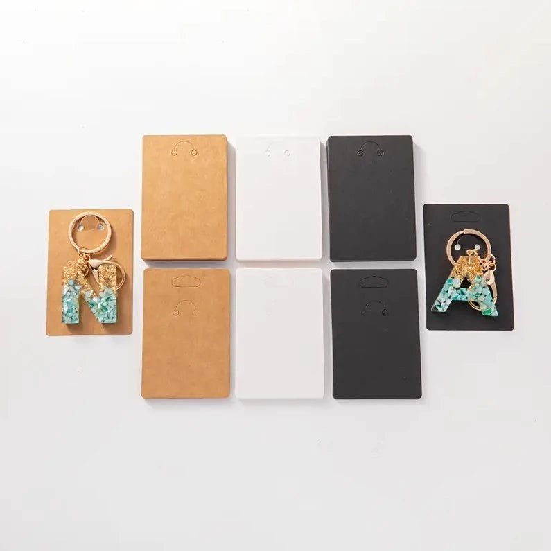 50pcs/Set Blank Kraft Paper Jewelry Holder Cards – Earring, Necklace, Keychain & Bracelet Display