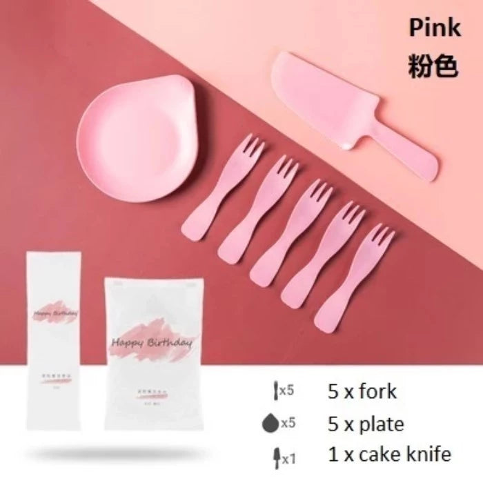 Knife, Fork and Plate Disposable Set – Durable Plastic Cutlery for Dessert, Birthday & Wedding Event