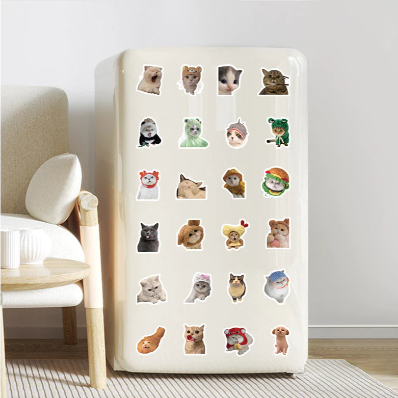 100pcs Cute Cat & Dog Stickers - Series Realistic Animal Decor for Water Bottles,Laptops,Phones ect
