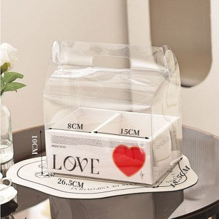 5PCS Transparent Acetate Flower Cake Box With Divider Handle Gift Packaging Set Mini Cake