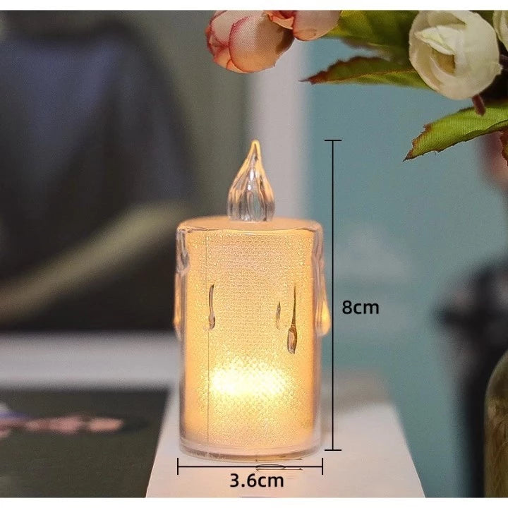 Flameless Tea Lights Candles Transparent Crystal Teardrop LED Candle Lights