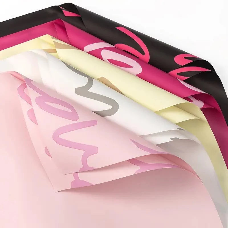 20pcs Love Floral Bouquet Wrapping Paper - Waterproof, Perfect for Romantic Gift Wrapping
