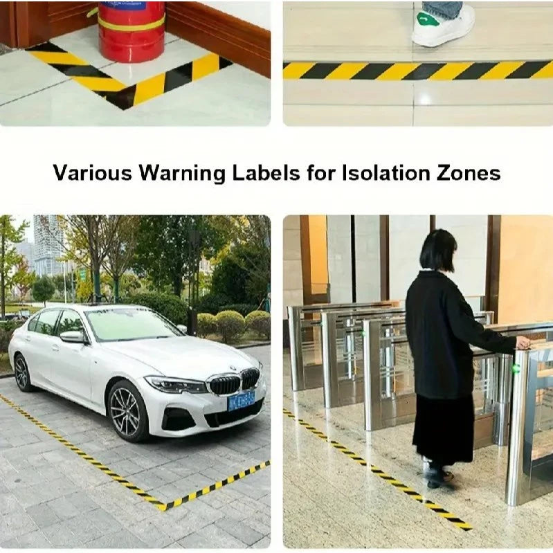 18M Warning Tape – Black & Yellow Striped PVC Safety, Durable Adhesive Tape 18meters
