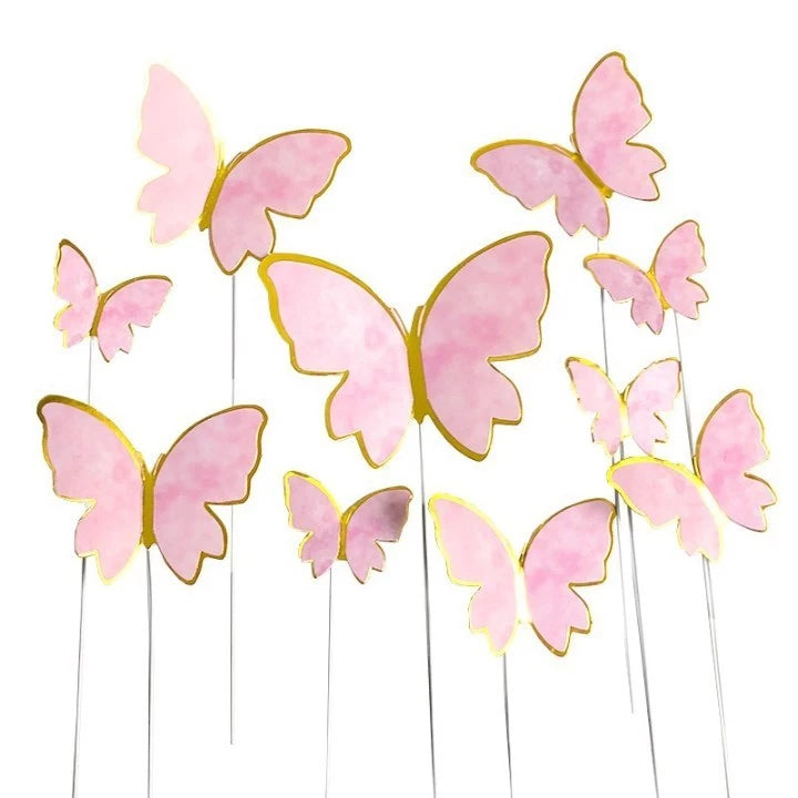 10Pcs/set 3D Butterfly Cake Topper Cards – Elegant Dessert Decorations for Parties & Home