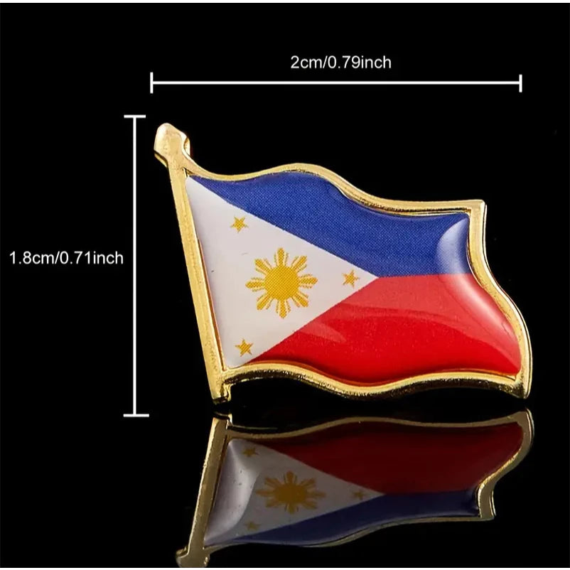1pc/3pcs | Philippine Flag Lapel Pin, National Emblem Alloy Brooch, Tie Backpack Badge