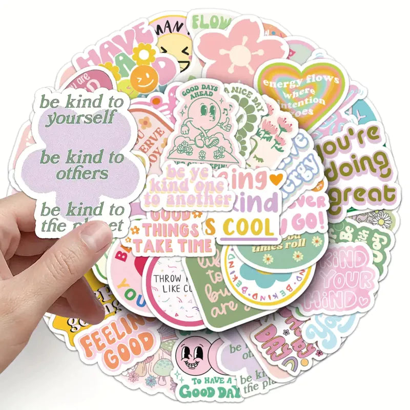 50pcs Danish pink inspirational sticker -creative positive energy short sentences waterproof sticker