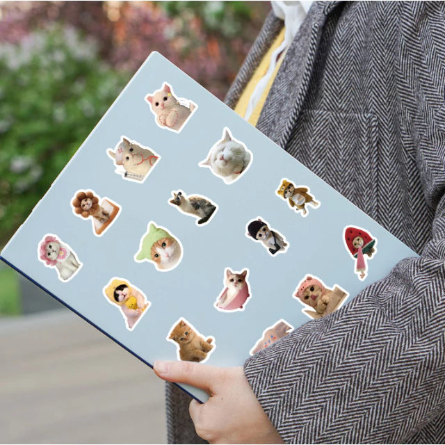 100pcs Cute Cat & Dog Stickers - Series Realistic Animal Decor for Water Bottles,Laptops,Phones ect