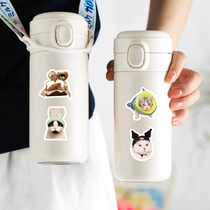 100pcs Cute Cat & Dog Stickers - Series Realistic Animal Decor for Water Bottles,Laptops,Phones ect