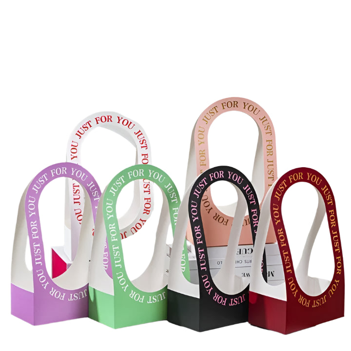 Just For You Flower Gift Box With Handles - Elegant Flower Baskets for Special Occasions