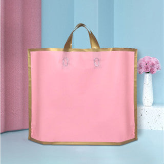 50pcs/set Frosted Gold Lining Tote Bag High Quality Plastic Handlebag and packaging souviner