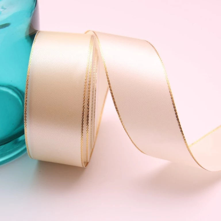 4cm double gold edge ribbon - satin ribbon, decorative ribbon, gift packaging, Ribbons