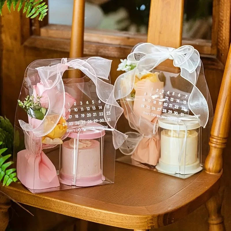 Transparent PVC Flower Cake Calendar Bags - Suitable for Events and Celebrations
