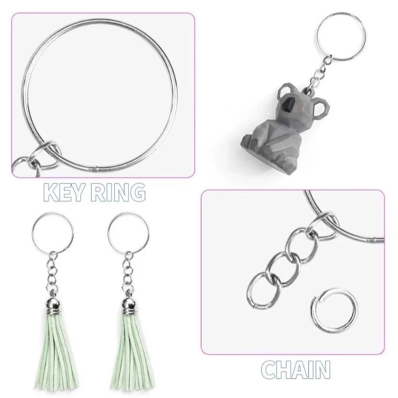 50pcs Aperture Keychain Rings – Silver and Gold Stainless Steel Key Ring Buckles for DIY