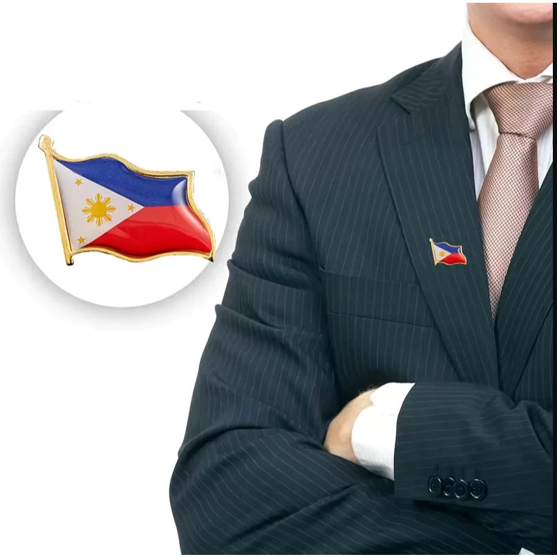 1pc/3pcs | Philippine Flag Lapel Pin, National Emblem Alloy Brooch, Tie Backpack Badge