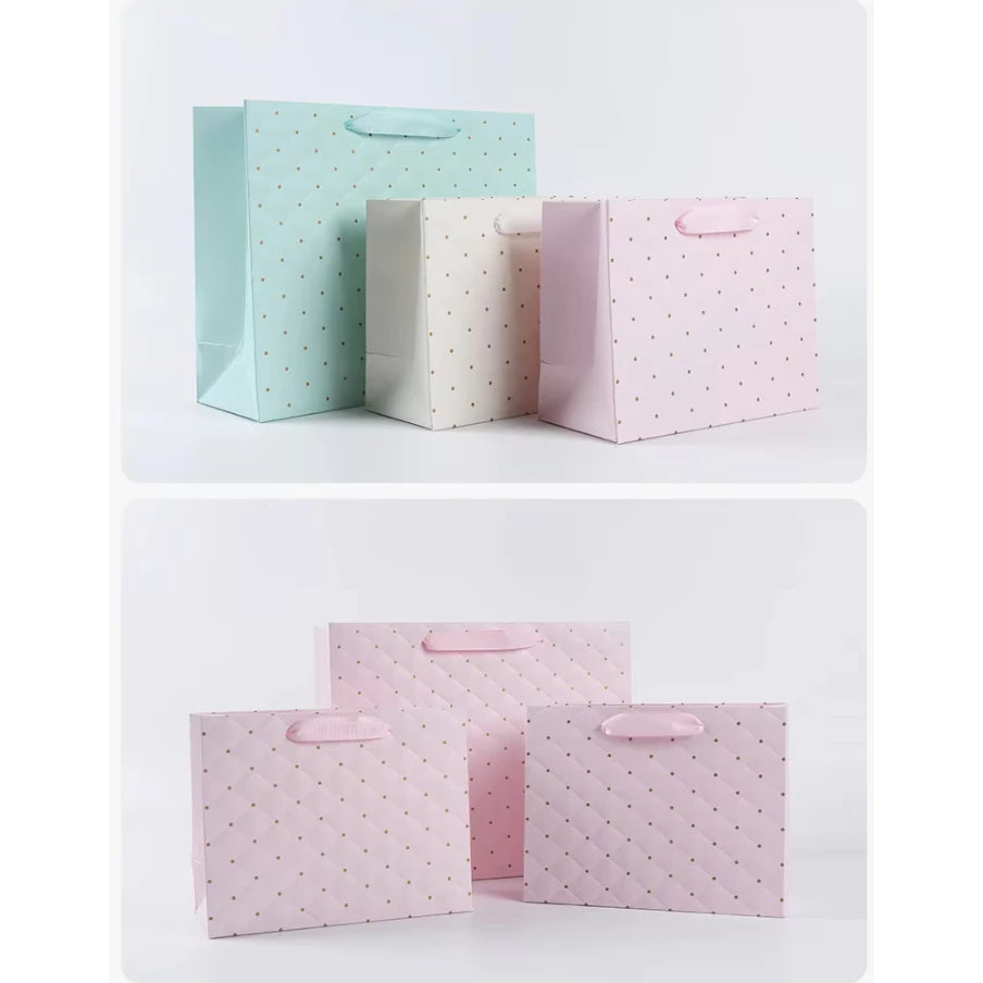 Emboss Dotted Pattern Paper Bag Shopping Gift Paper Bags with Handles5pcs | Emboss Dotted Pattern Paper Bag Shopping Gift Paper Bags with Handles