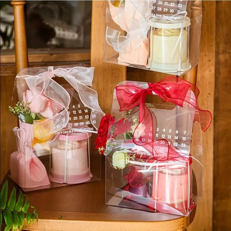 Transparent PVC Flower Cake Calendar Bags - Suitable for Events and Celebrations