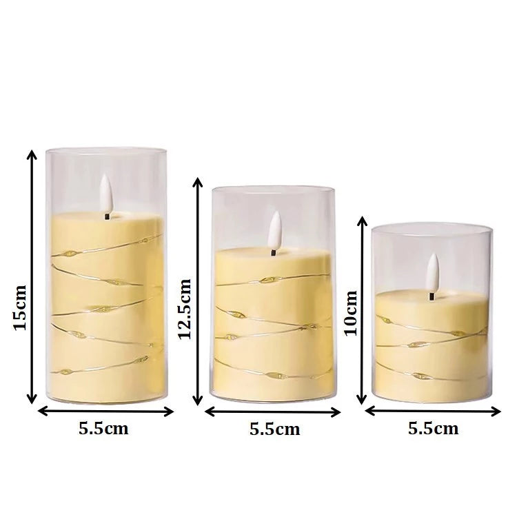 Copper Wire Flameless Candles With Embedded Star Strings, LED candles, Romantic Atmltwosphere Decor.