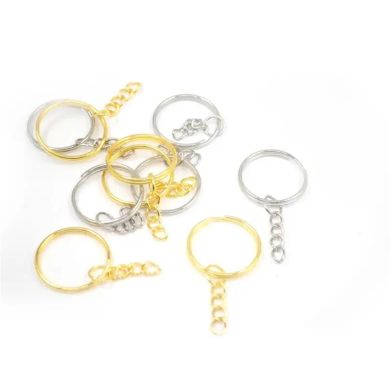 50pcs Aperture Keychain Rings – Silver and Gold Stainless Steel Key Ring Buckles for DIY