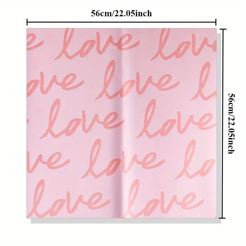 20pcs Love Floral Bouquet Wrapping Paper - Waterproof, Perfect for Romantic Gift Wrapping