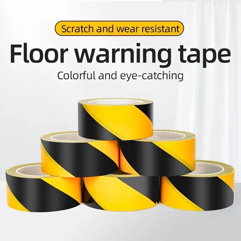 18M Warning Tape – Black & Yellow Striped PVC Safety, Durable Adhesive Tape 18meters
