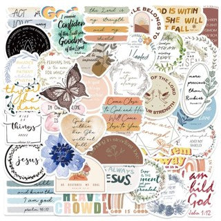 Jesus Bible Phrase Slang Stickers - Classical Wisdom Words Waterproof Doodle Stickers