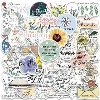 Jesus Bible Phrase Slang Stickers - Classical Wisdom Words Waterproof Doodle Stickers