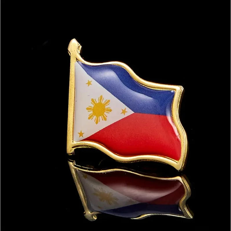 1pc/3pcs | Philippine Flag Lapel Pin, National Emblem Alloy Brooch, Tie Backpack Badge