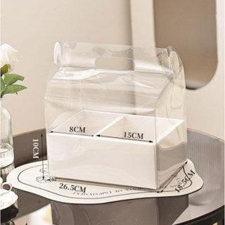 5PCS Transparent Acetate Flower Cake Box With Divider Handle Gift Packaging Set Mini Cake