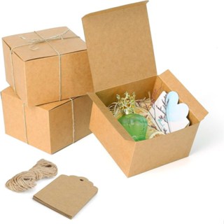 Square Kraft Paper Gift Box with Hemp Rope & Tag – Minimalist & Stylish Packaging