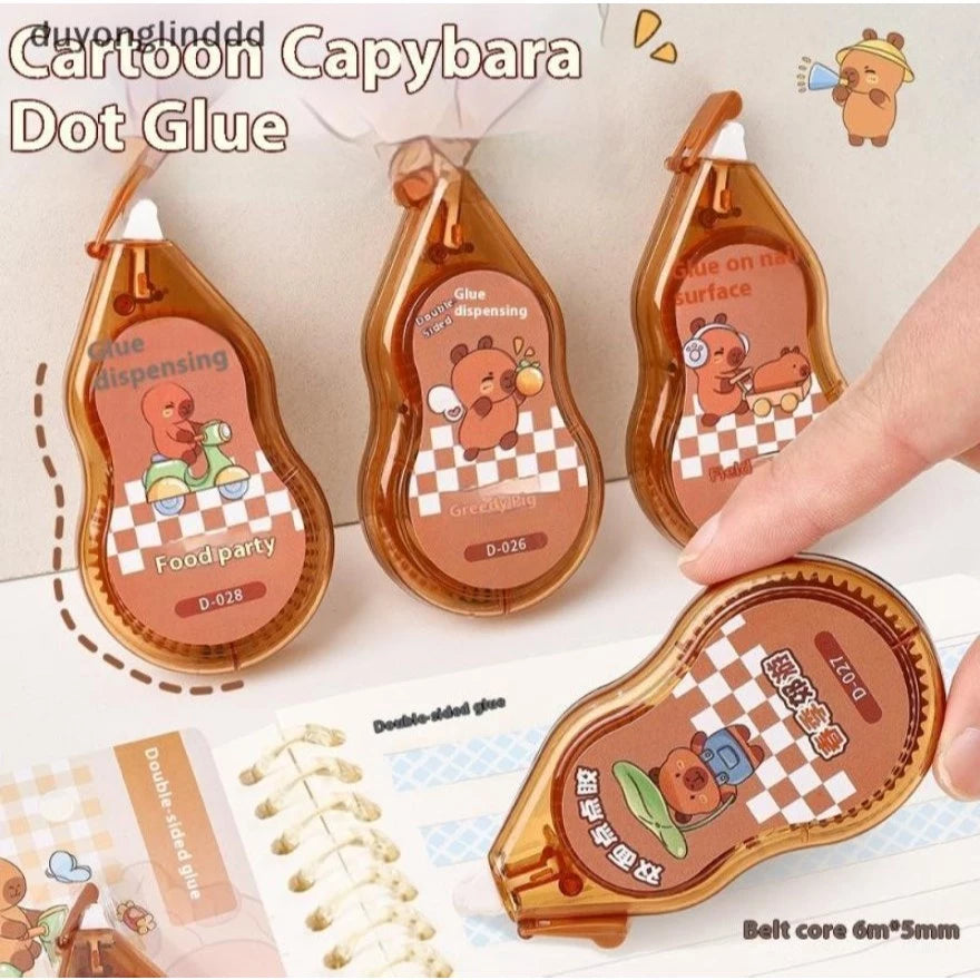Capybara-Themed Glue Dot Tape Roll-on Double-Sided Adhesive for DIY Craft, Office, Schools
