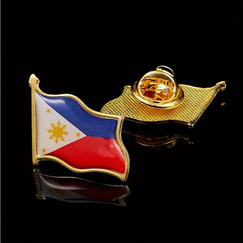 1pc/3pcs | Philippine Flag Lapel Pin, National Emblem Alloy Brooch, Tie Backpack Badge