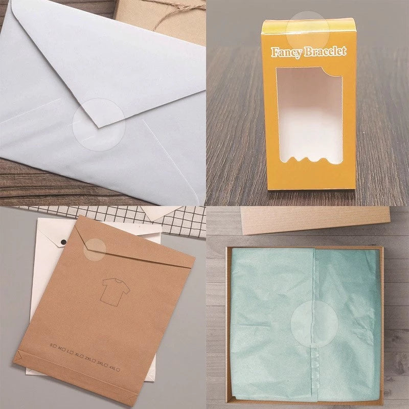 500pcs/sheets Self-adhesive Transparent sealing sticker SHEETS 2CM 2.5CM 3CM flat round