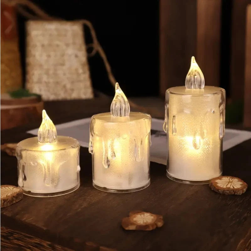 Flameless Tea Lights Candles Transparent Crystal Teardrop LED Candle Lights