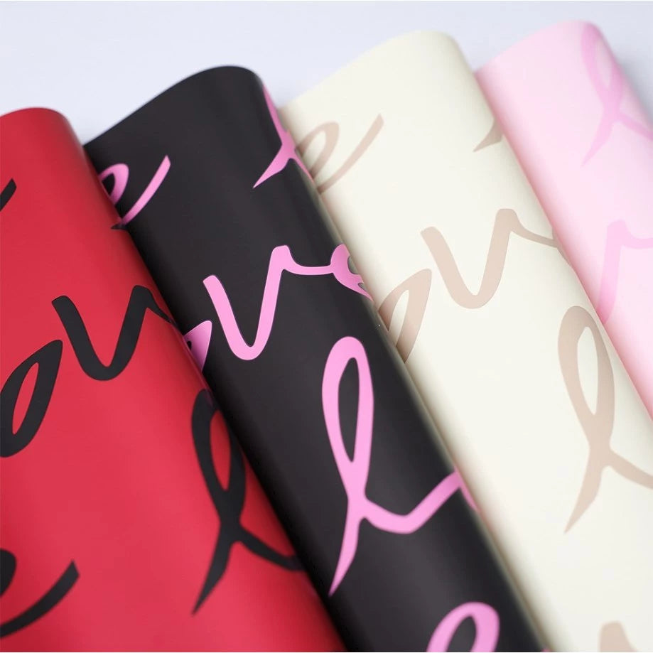 20pcs Love Floral Bouquet Wrapping Paper - Waterproof, Perfect for Romantic Gift Wrapping