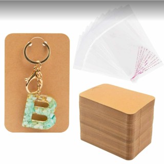 50pcs/Set Blank Kraft Paper Jewelry Holder Cards – Earring, Necklace, Keychain & Bracelet Display