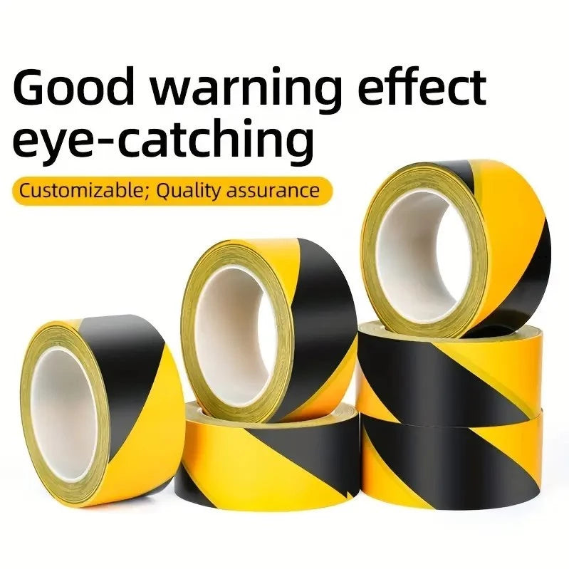 18M Warning Tape – Black & Yellow Striped PVC Safety, Durable Adhesive Tape 18meters