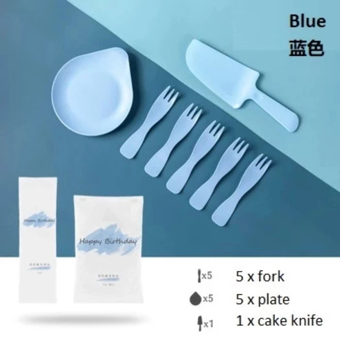Knife, Fork and Plate Disposable Set – Durable Plastic Cutlery for Dessert, Birthday & Wedding Event