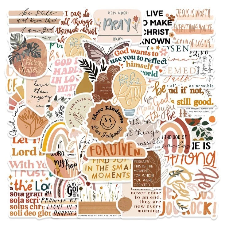 Jesus Bible Phrase Slang Stickers - Classical Wisdom Words Waterproof Doodle Stickers