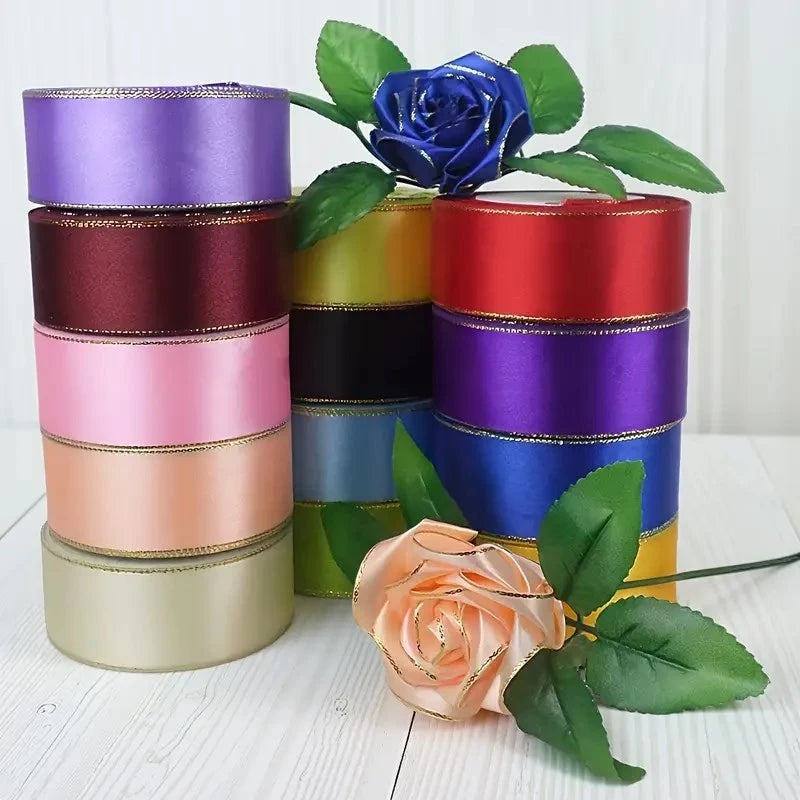 4cm double gold edge ribbon - satin ribbon, decorative ribbon, gift packaging, Ribbons
