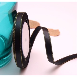 1cm Double Gold Edge Ribbon 1 Roll Gift Wedding Christmas Festival Holiday Package Ribbons
