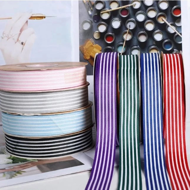 25mm | 5 yards Wide Stripe Ribbon Fresh Flower Gift Box Packaging Polyester Durable Ribbon