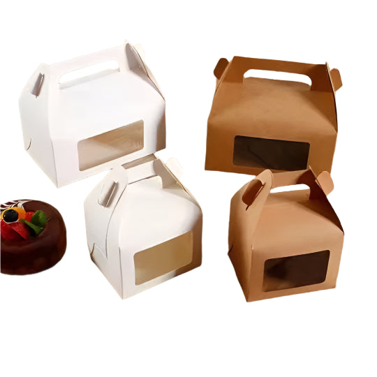 Pastry Kraft Paper Case Cake Picnic Box With Window, Cookie, Food Packaging Box