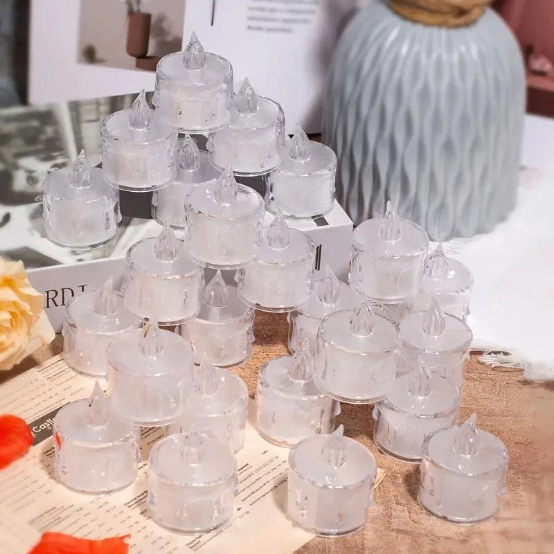 Flameless Tea Lights Candles Transparent Crystal Teardrop LED Candle Lights