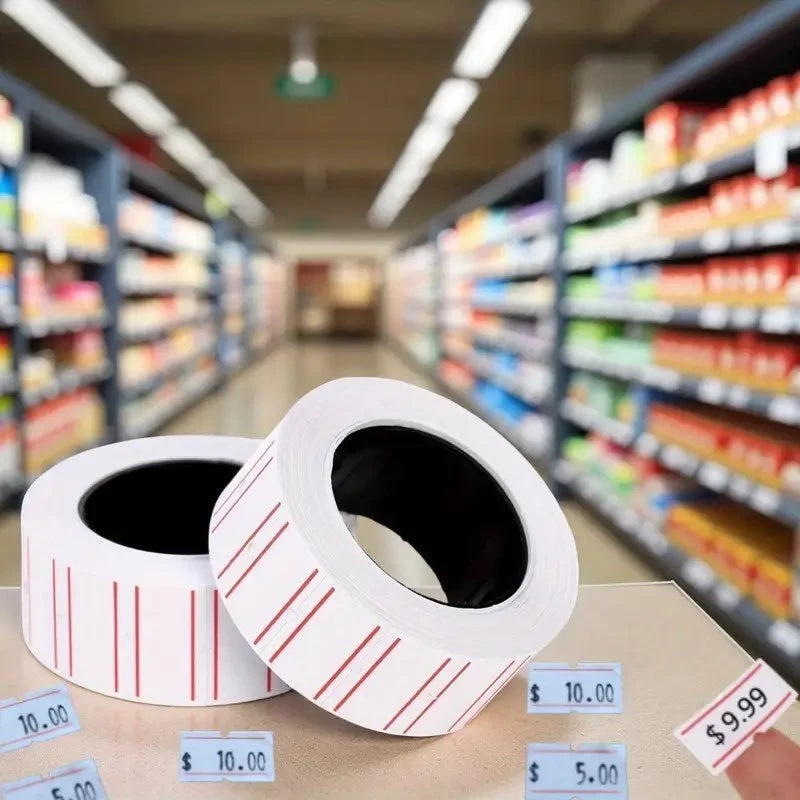 1Tube/10ROLL | 4000pcs Sticky White Price Tag Labels - for Office, Retail Stores Highquali