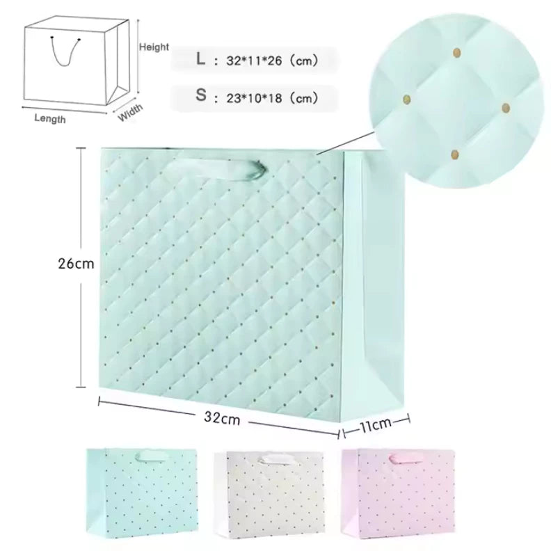 Emboss Dotted Pattern Paper Bag Shopping Gift Paper Bags with Handles5pcs | Emboss Dotted Pattern Paper Bag Shopping Gift Paper Bags with Handles