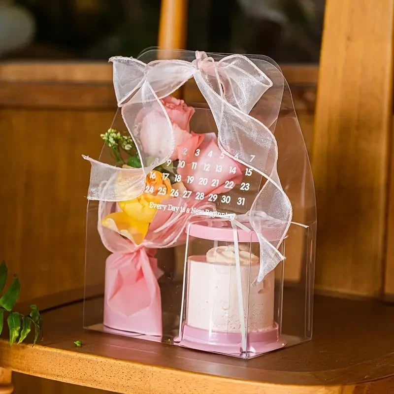 Transparent PVC Flower Cake Calendar Bags - Suitable for Events and Celebrations