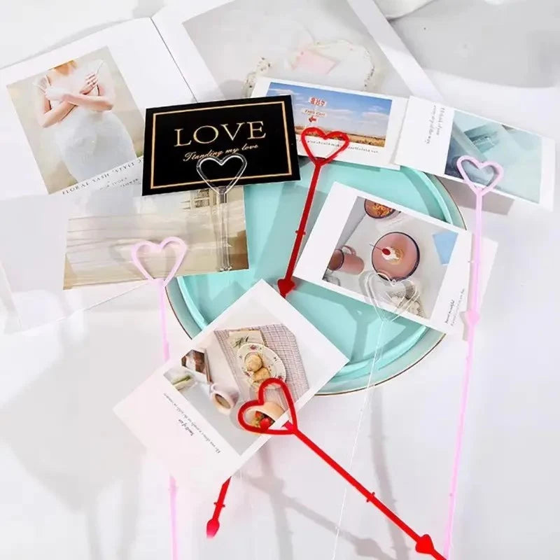 80pcs Plastic Heart Shape Card Holders for Floral Arrangements, Household Item, Wedding Decorations