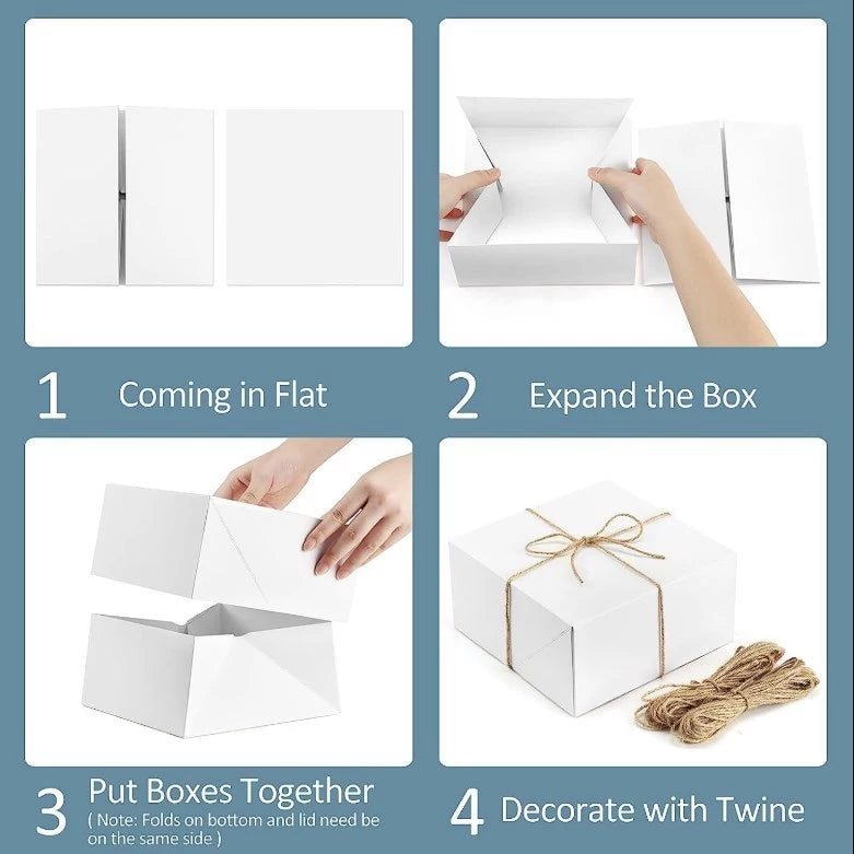 Square Kraft Paper Gift Box with Hemp Rope & Tag – Minimalist & Stylish Packaging