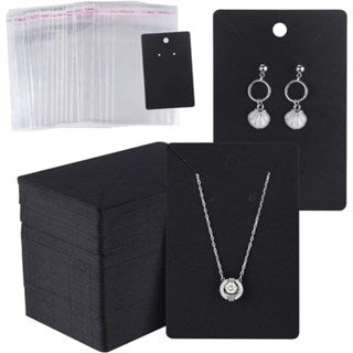 50pcs/Set Blank Kraft Paper Jewelry Holder Cards – Earring, Necklace, Keychain & Bracelet Display