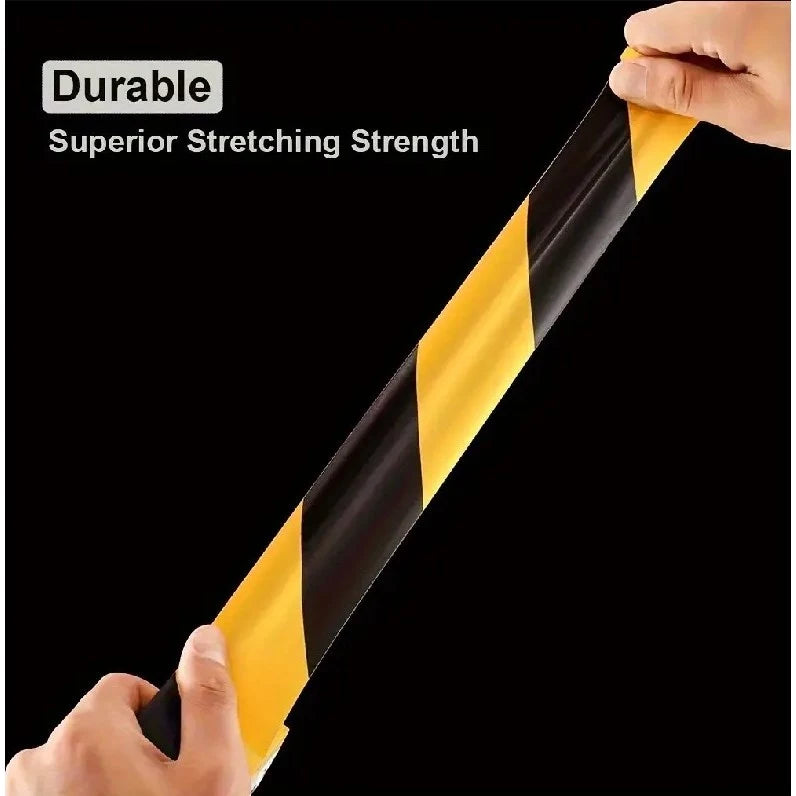 18M Warning Tape – Black & Yellow Striped PVC Safety, Durable Adhesive Tape 18meters